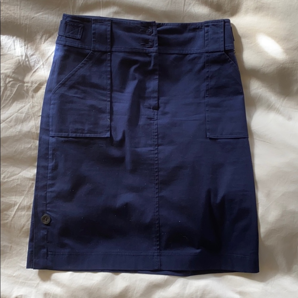 St John Navy Cotton Casual Skirt Sz 2
